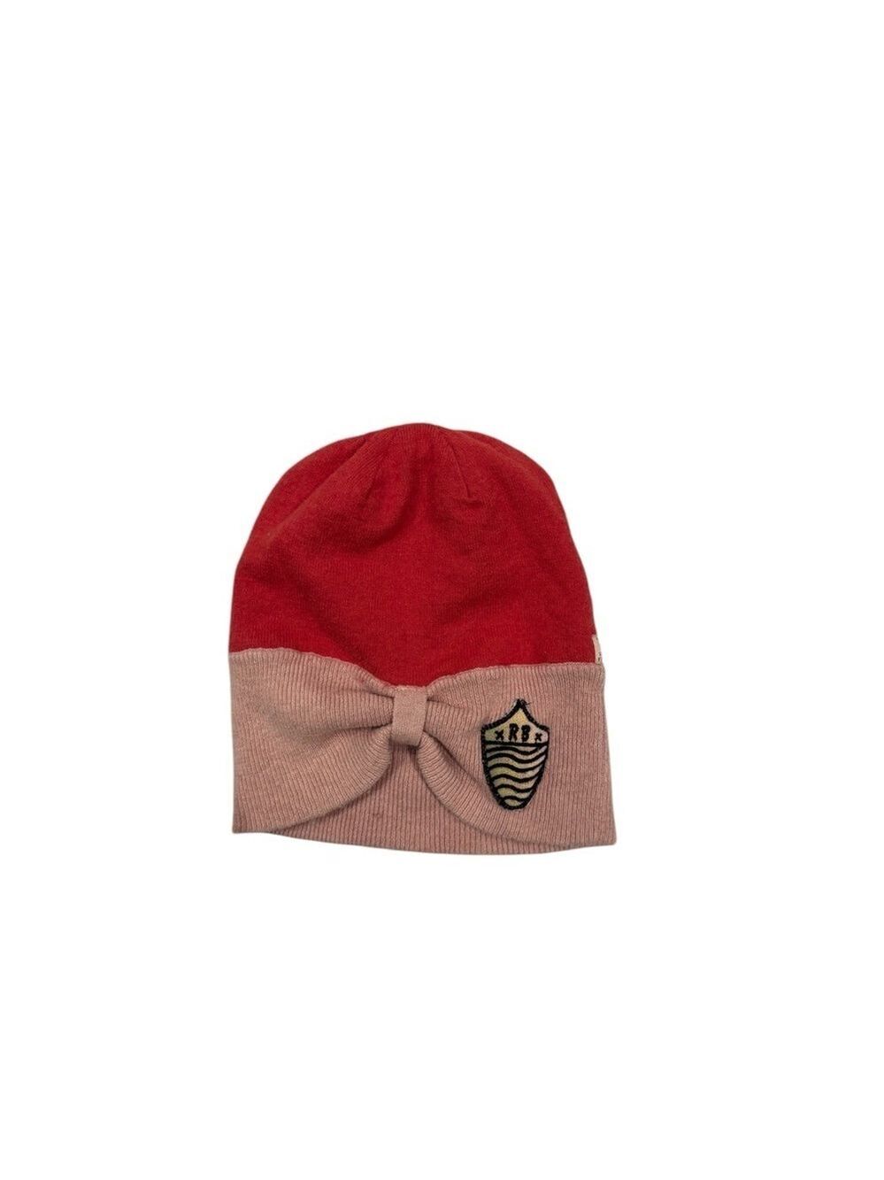 Scotch R'Belle Red and Pink Bow Turban Beanie - fits age 2-5 best